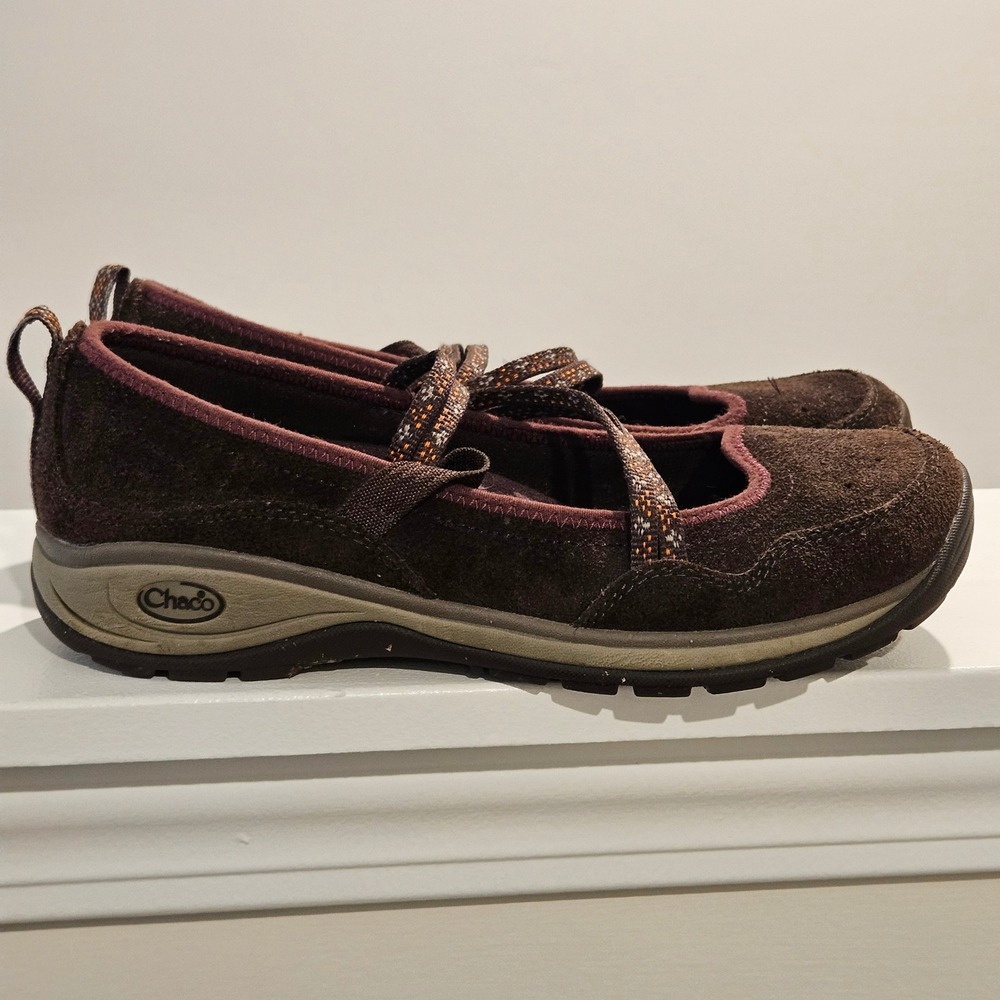 Chaco Mary Jane Women 8 Brown Suede Z/Cloud Strap Performance Flats Granola Girl